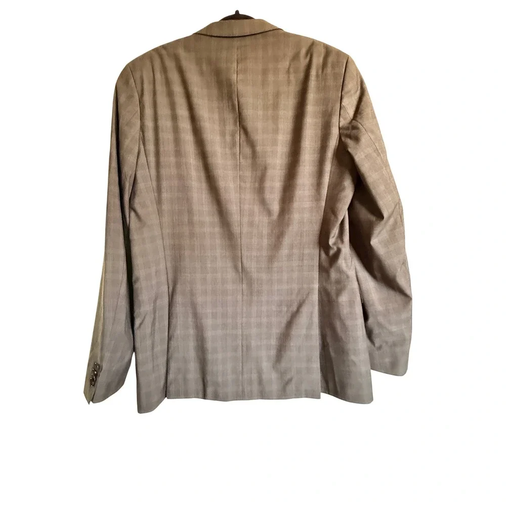 Hugo Boss BOSS Sport Coat Blazer 44L Gray Plaid Super 100 Wool Tailored Fit